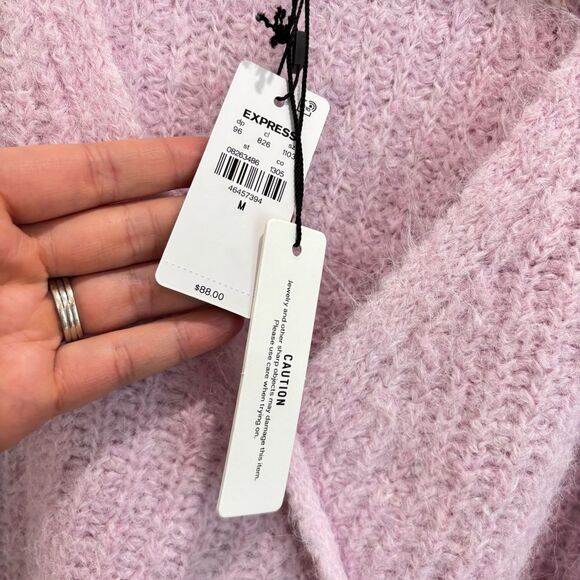 NWT Express Fuzzy Ribbed Surplice Tied Sweater Wool Blend Medium - Picture 5 of 5